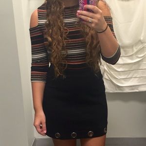 Black Mini Fitted A Line Skirt